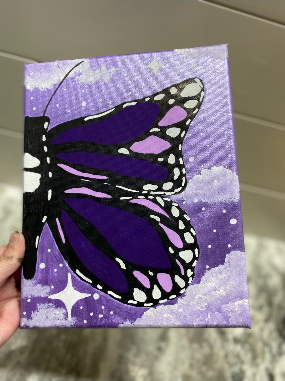 Hand Crafted Purple Butterfly Canvas Art